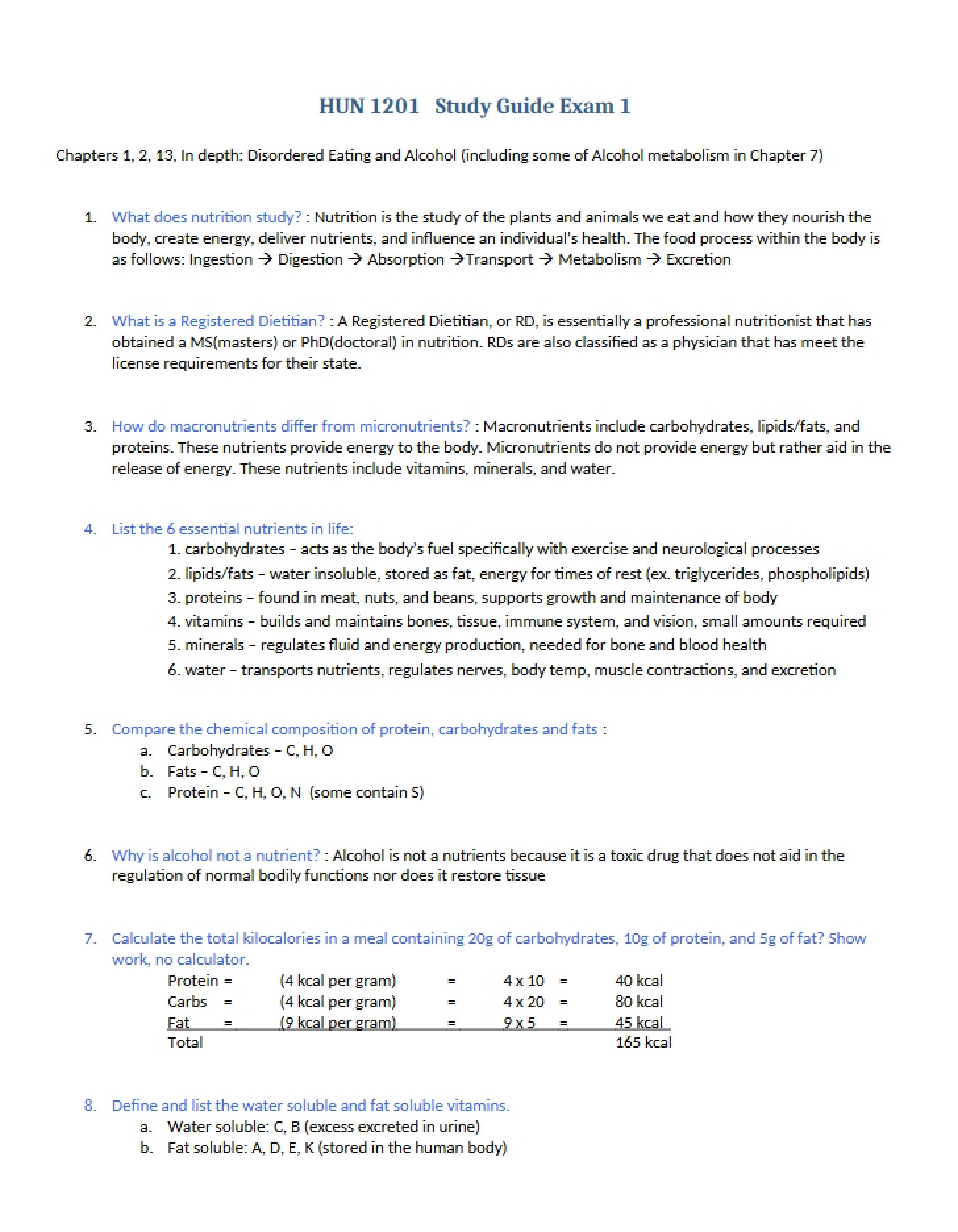 Prep Guide for Test 1