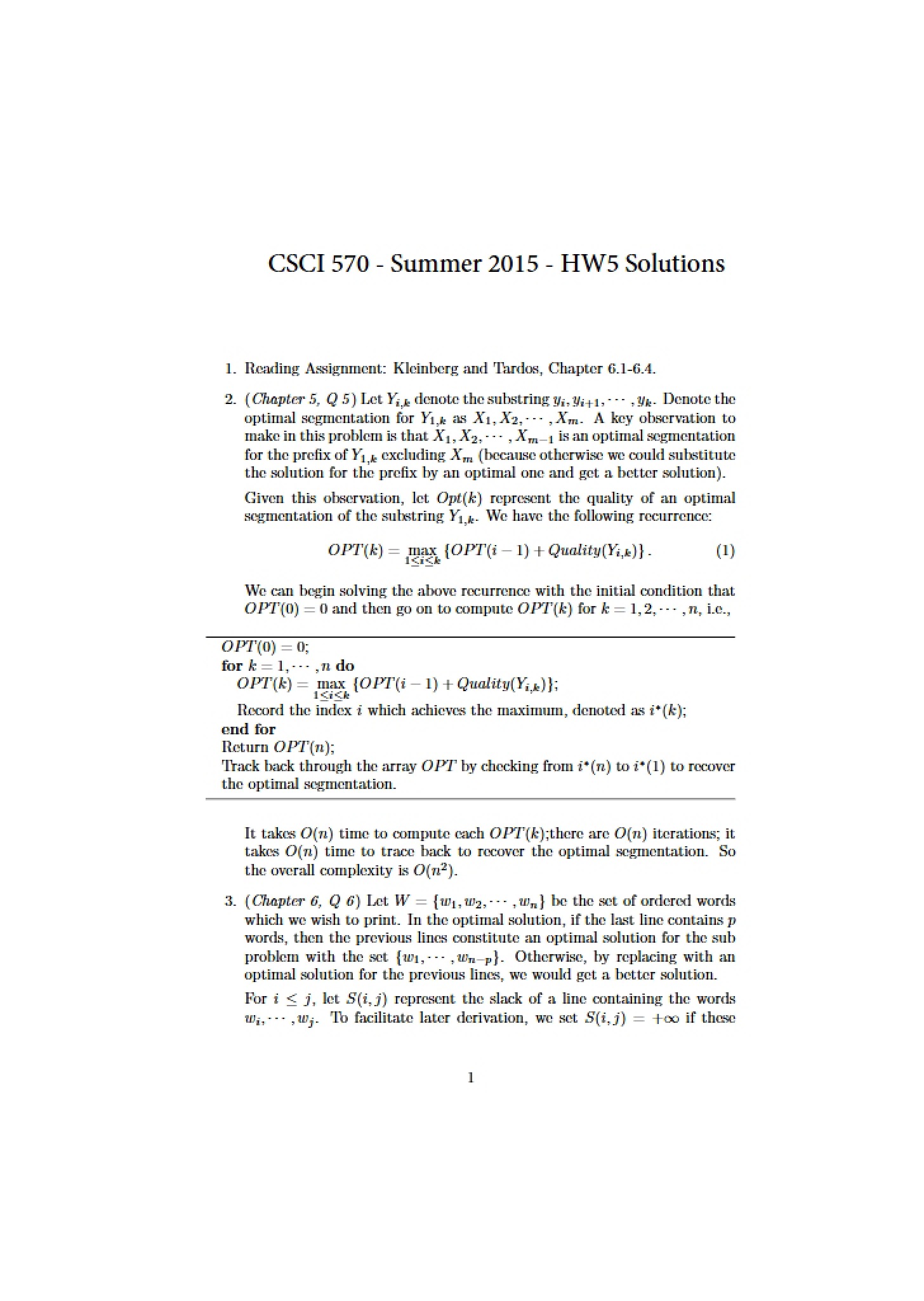 Summer 2015 HW 5 Solutions