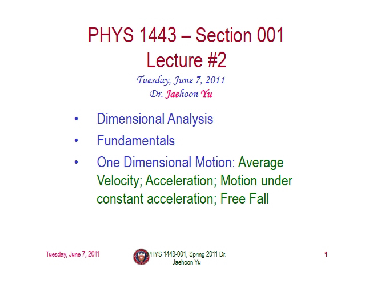 Analysis of Dimensions