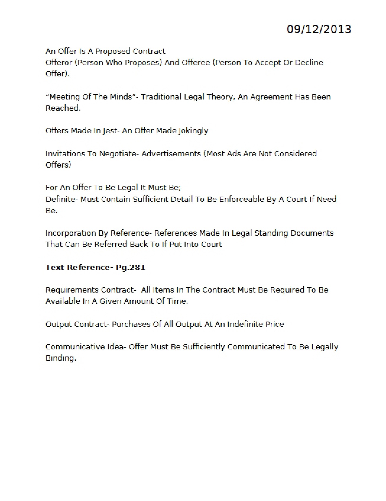 Contractual Offer