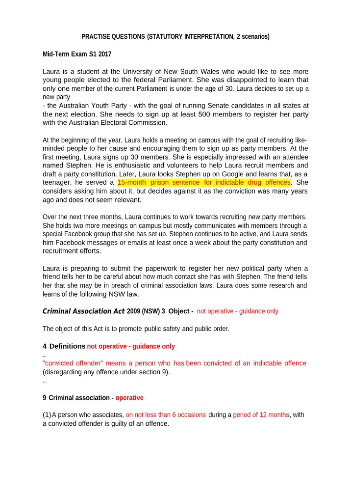 Statutory Interpretation Practice Questions