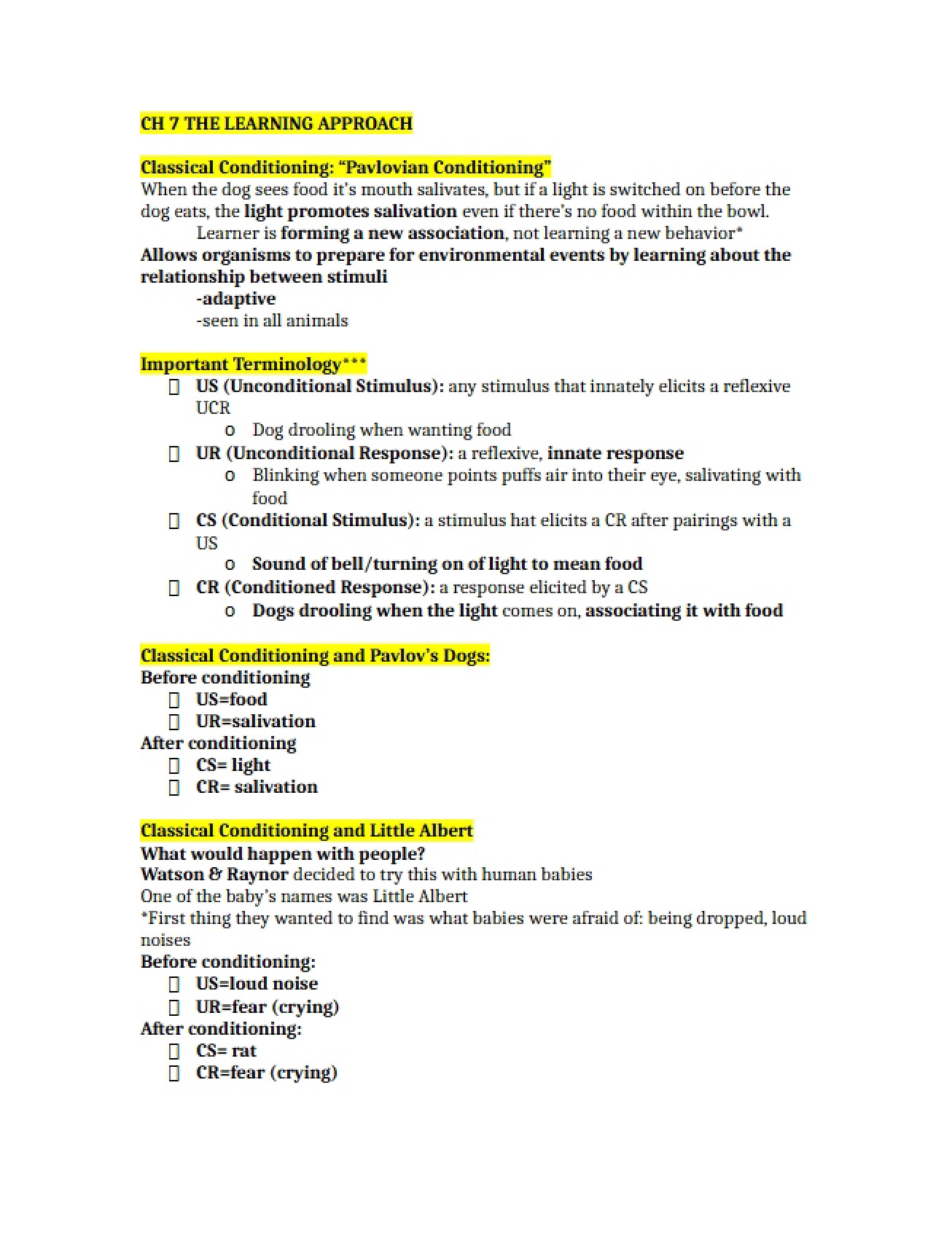 Psychology Lecture Summary for Chapter 7 (Oct 21)