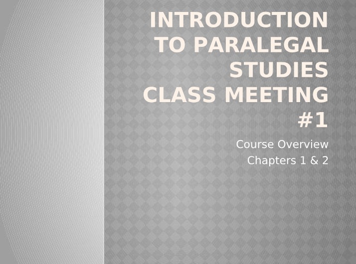 Chapters 1 and 2 - Class Intro