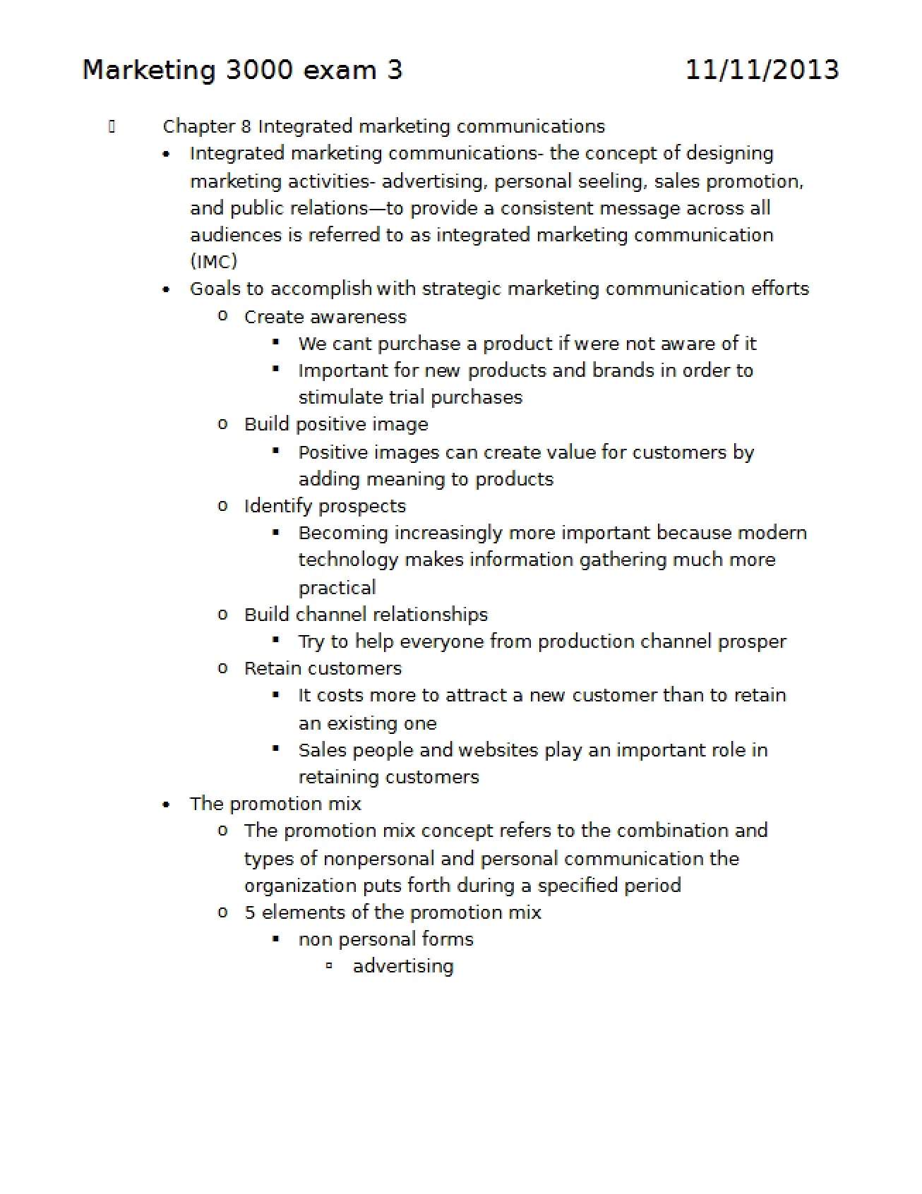 Third Marketing Examination