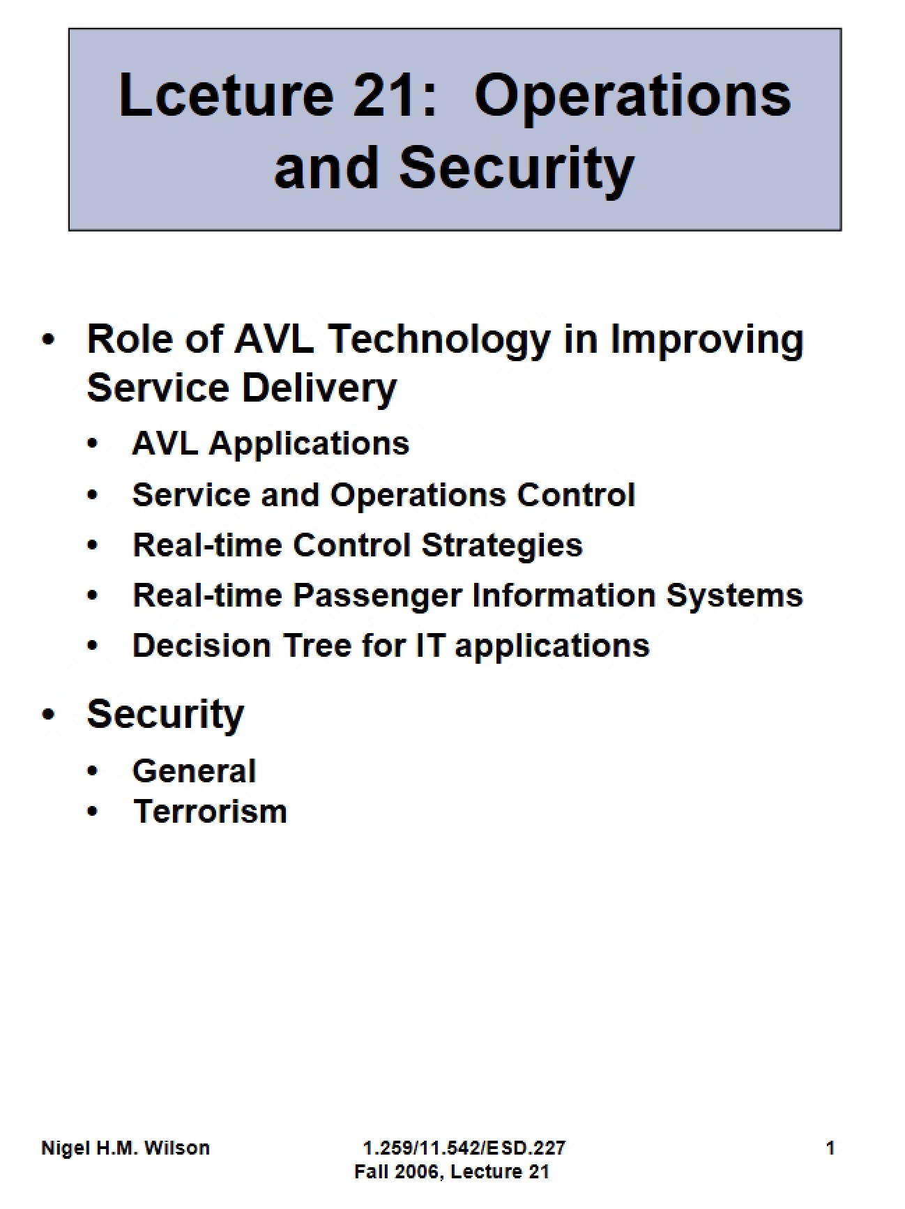 Transit Management Notes