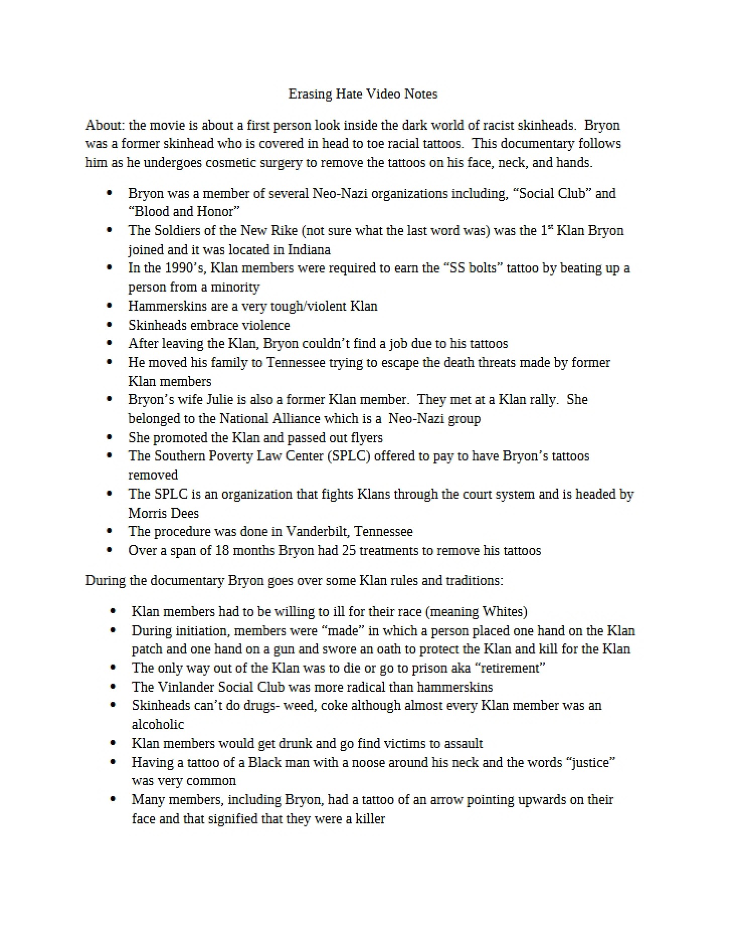 Notes on Erasing Hate Video