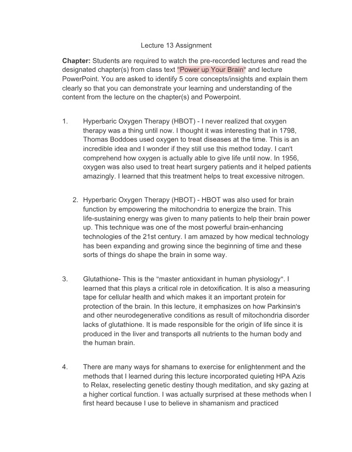 Assignment for Lecture 13