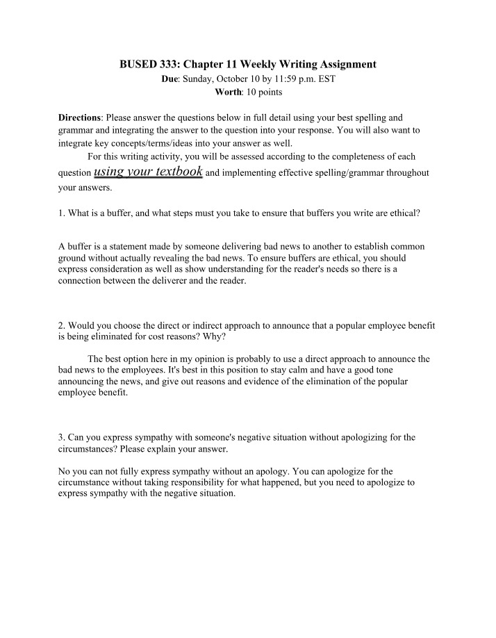 Strategies for Delivering and Writing Ethical Buffers