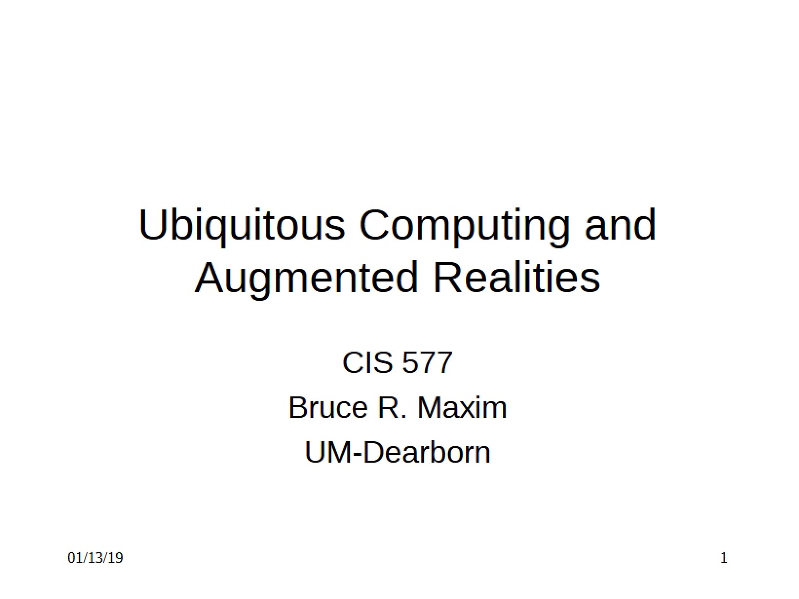 Augmented Reality and Ubiquitous Computing