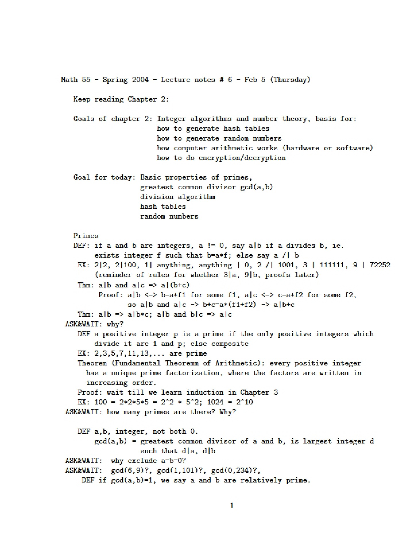 Math 55 Lecture Notes (Berkeley)