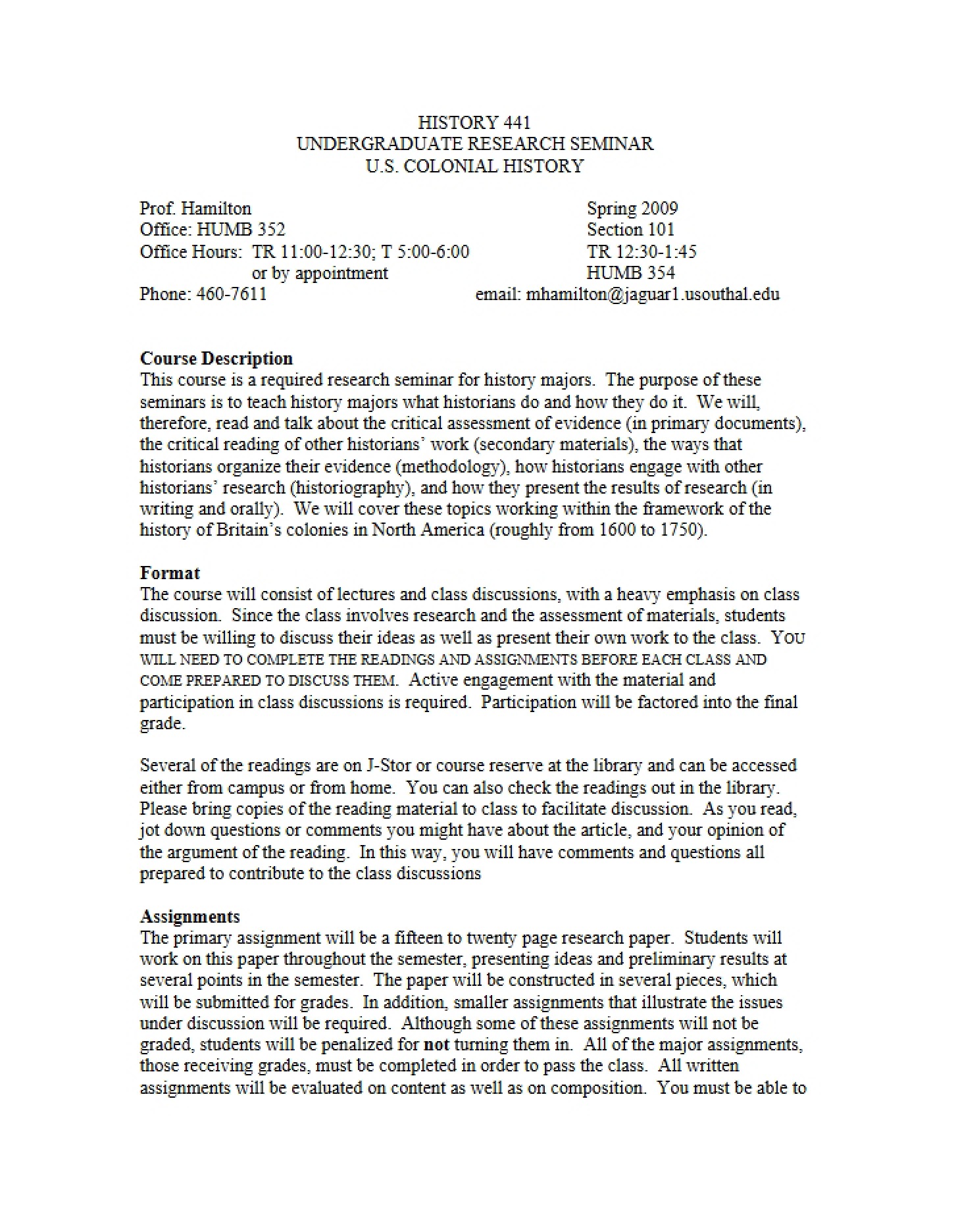 History 441 Syllabus
