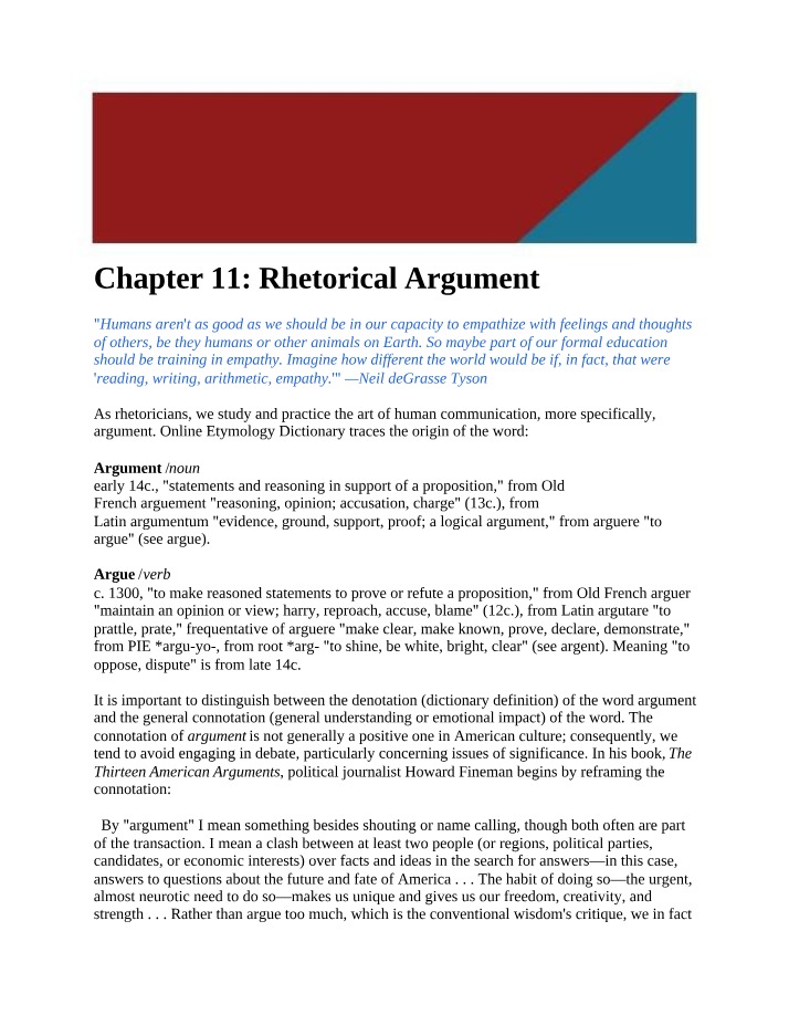 The Power of Rhetorical Argument and Empathy