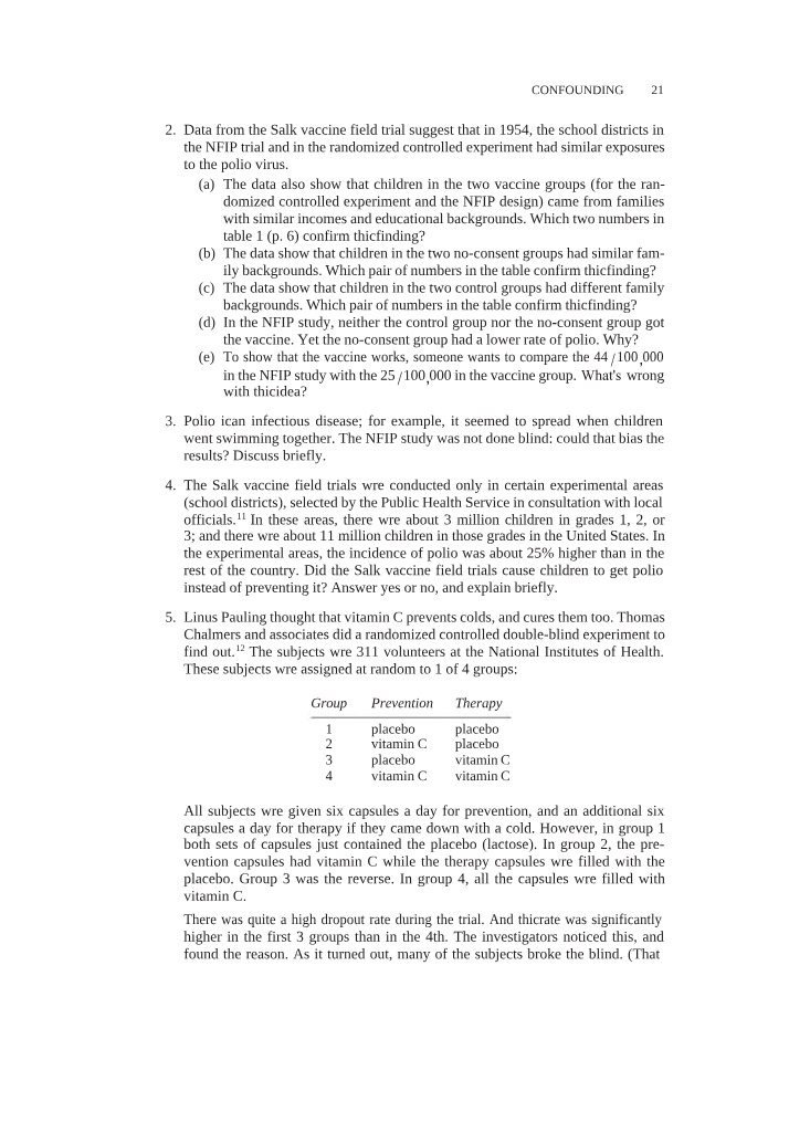 Fall 2023 BIO101 Questions - Salk Vaccine and Vitamin C Trials