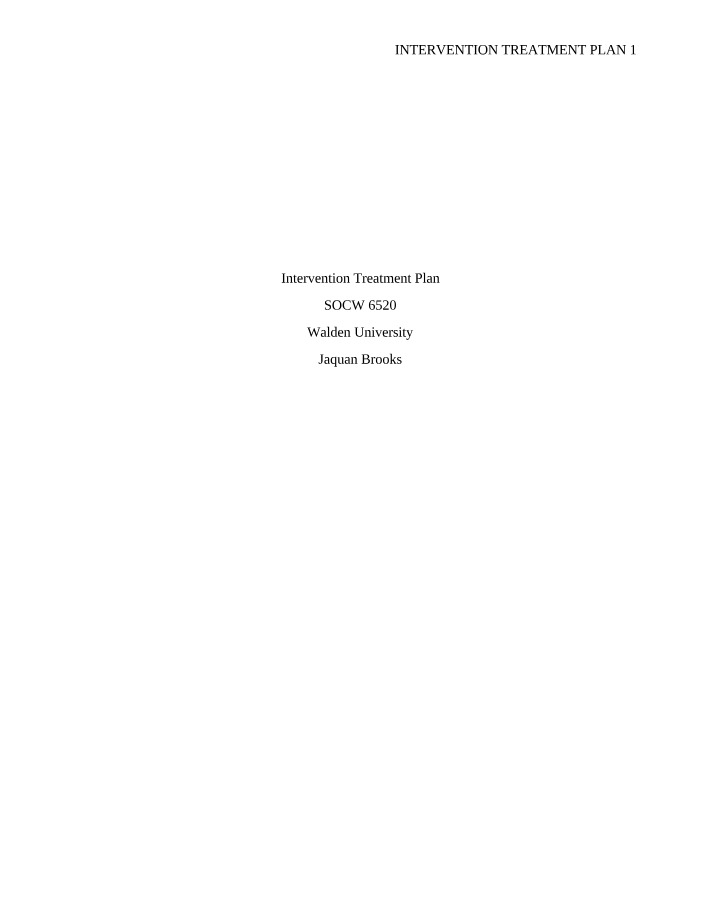 Improving Lives - Intervention Treatment Plan for Older Adults
