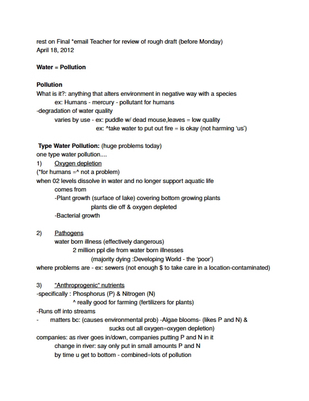 Overview of Water Pollution