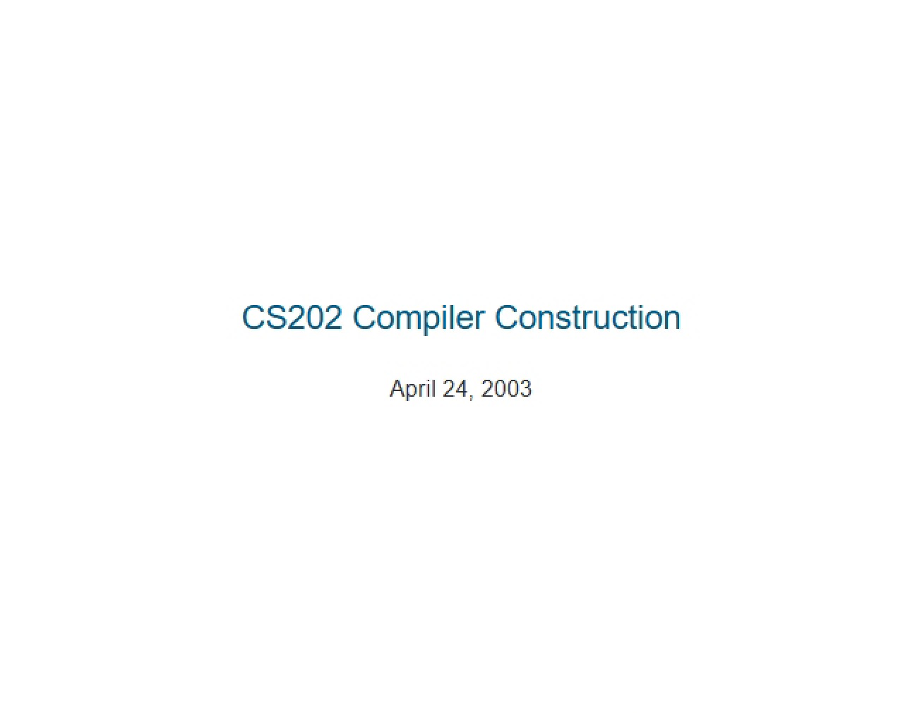Advanced Compiler Construction