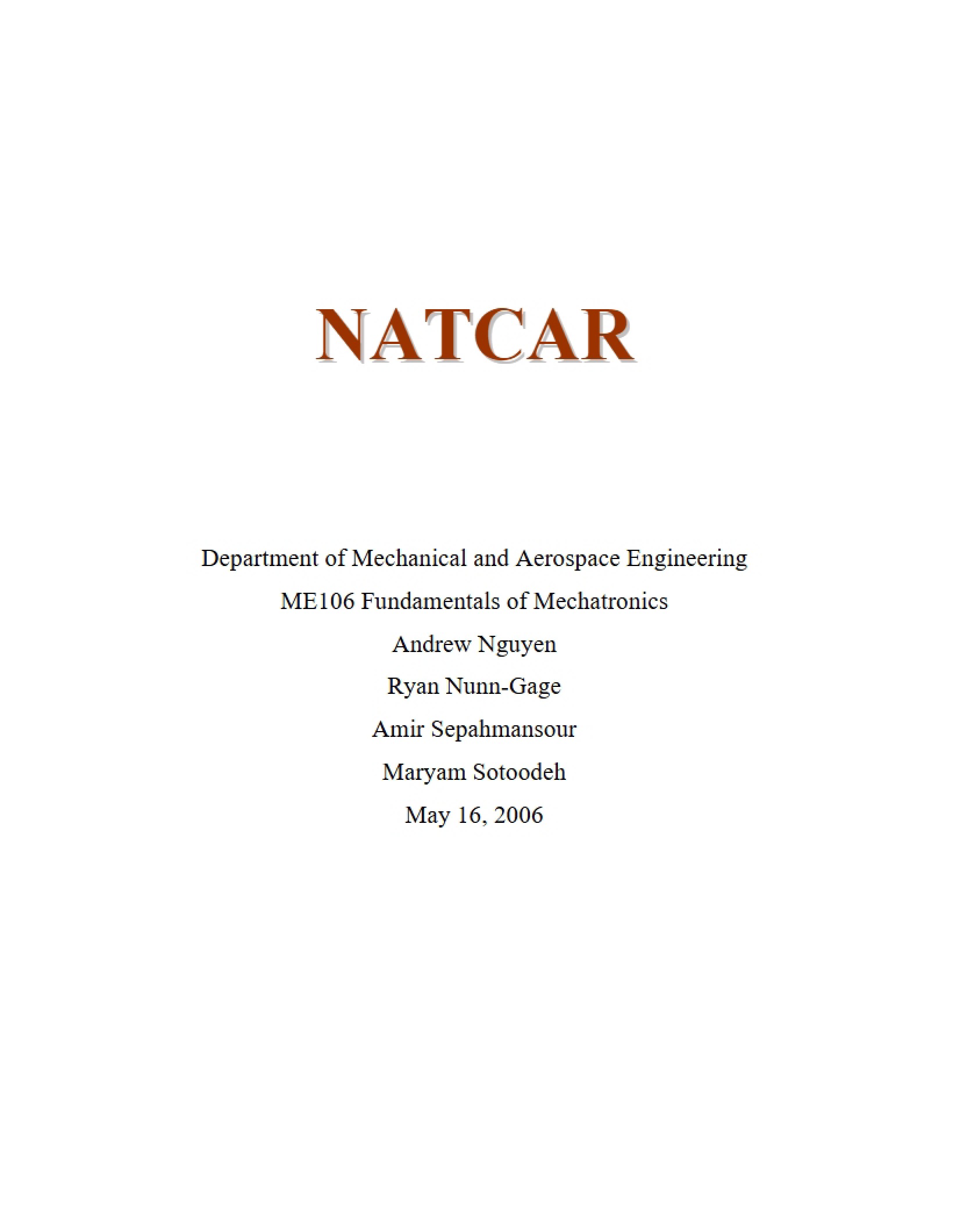 NATCAR Project Info