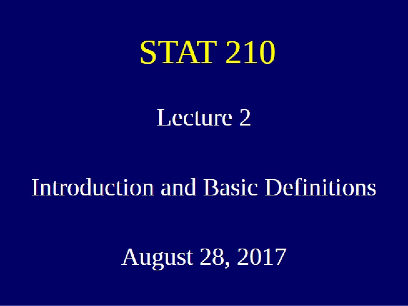 Lecture Two