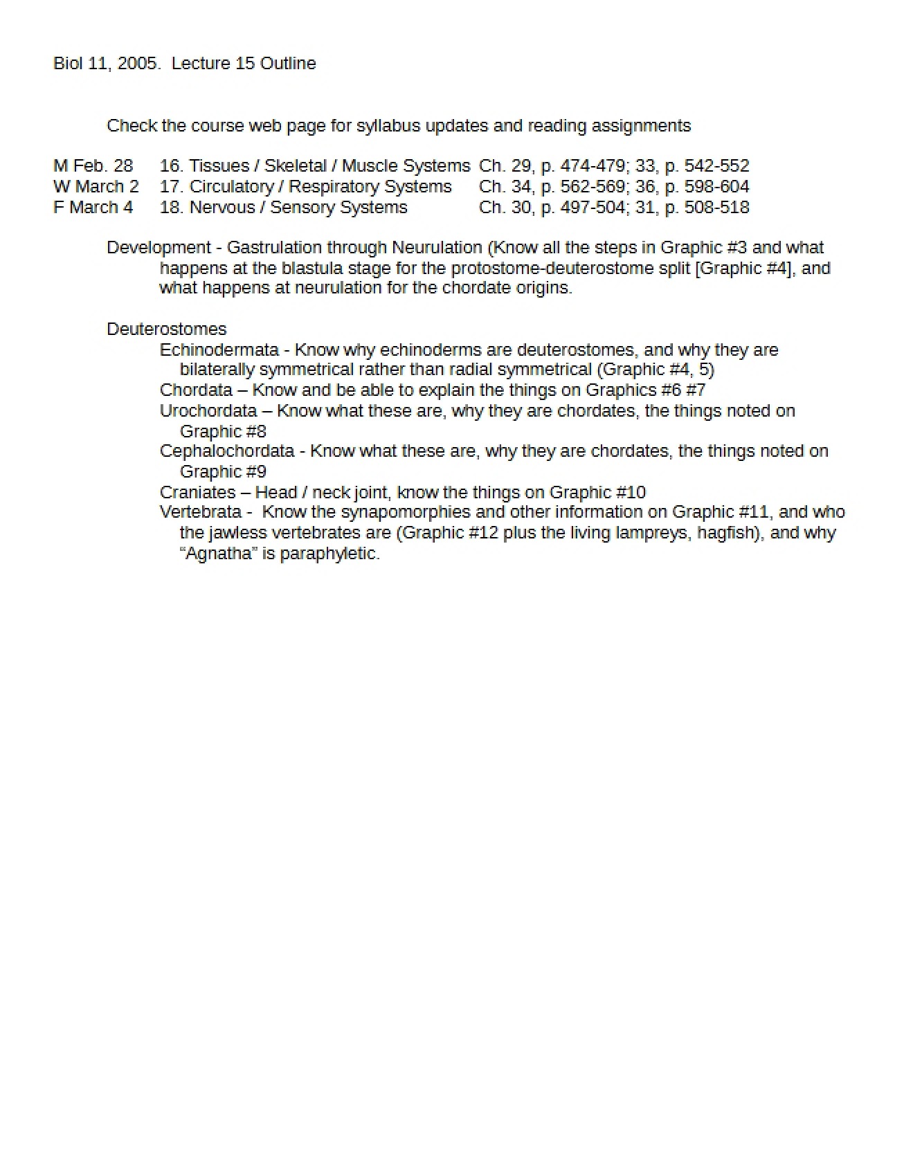 Outline of Lecture Session