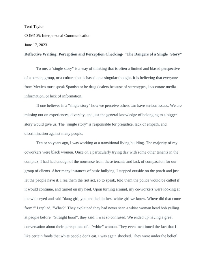 Unit 2 Reflective Writing