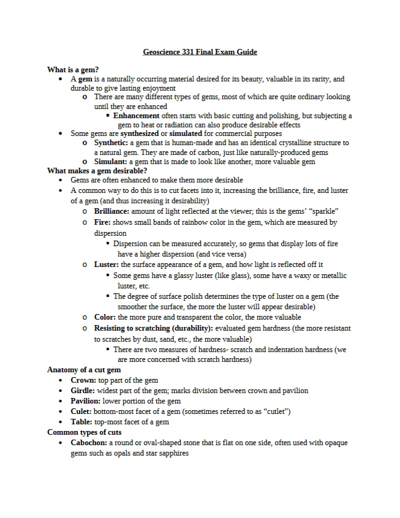 Guide for Final Examination