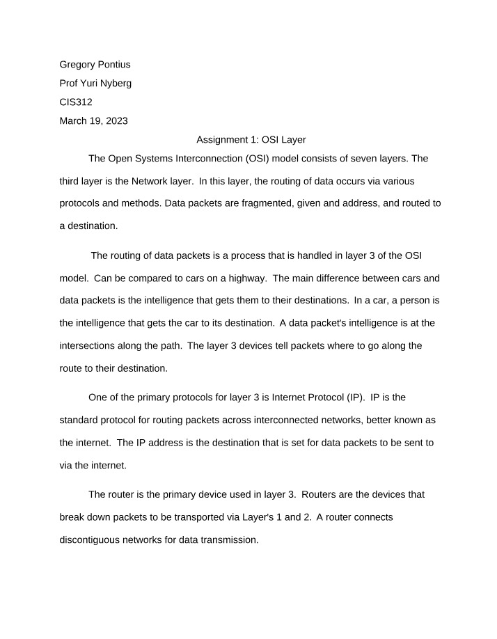 OSI Layer Assignment 1