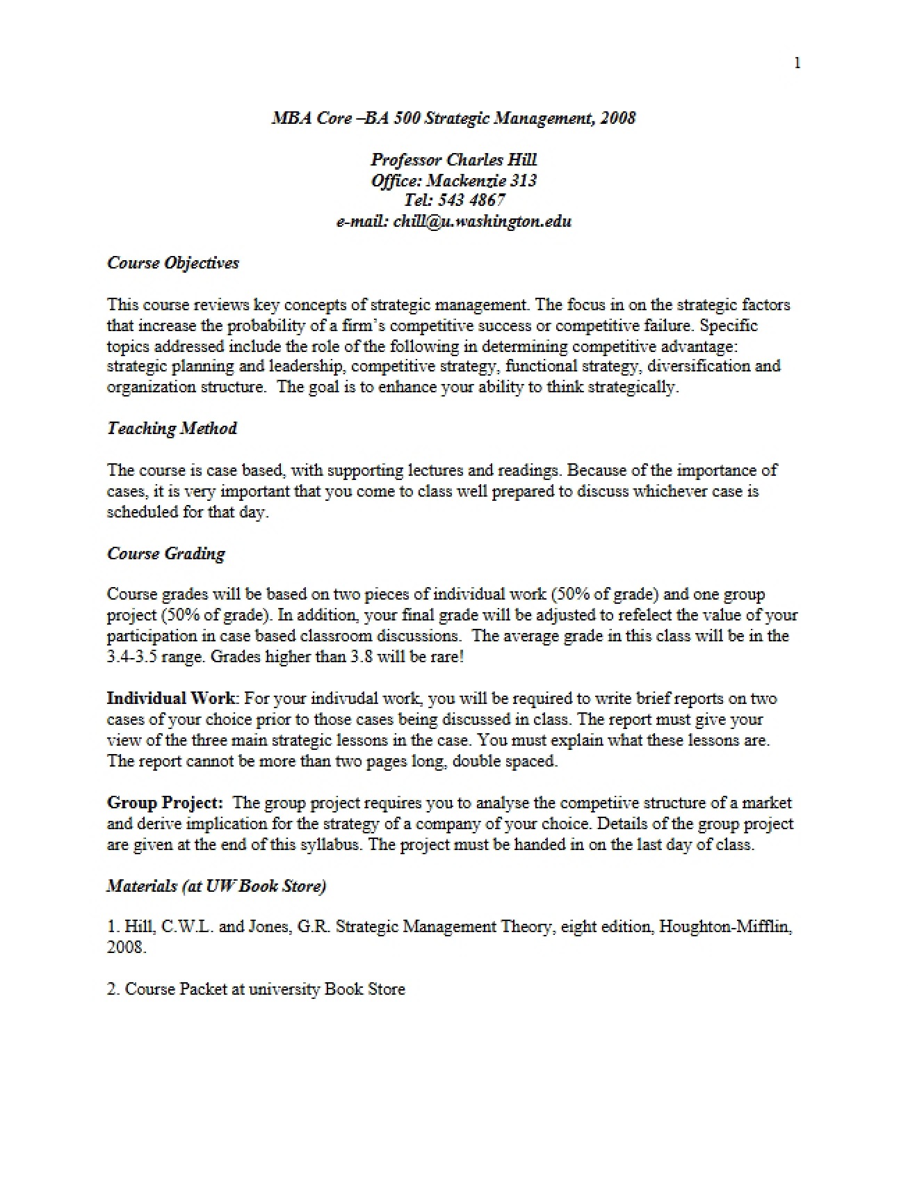 Course Syllabus