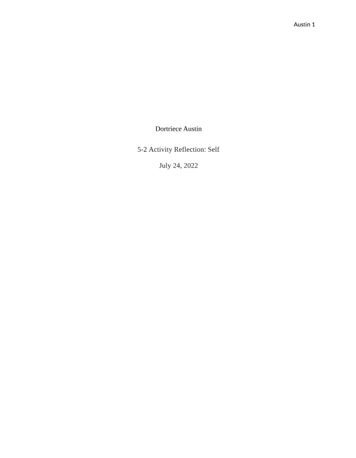 Dortriece Austin - 5-2 Activity Reflection