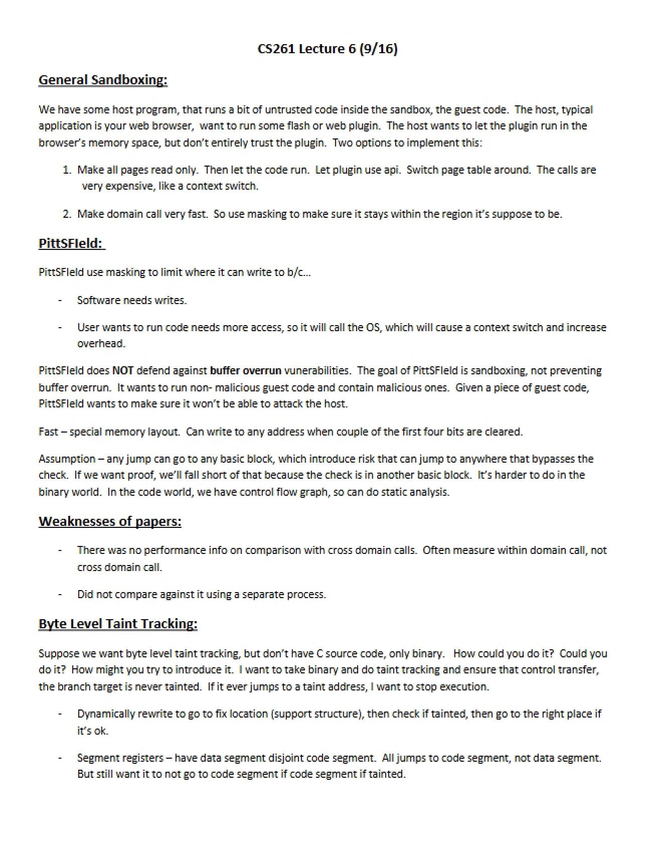 Session Notes