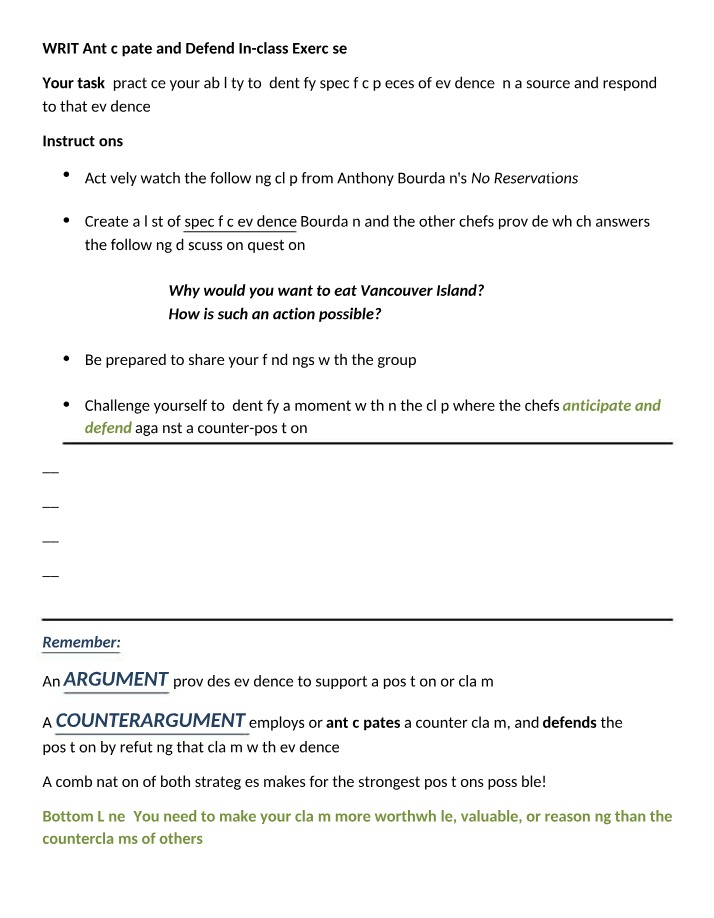 Counterargument Exercise - WRIT Week 8