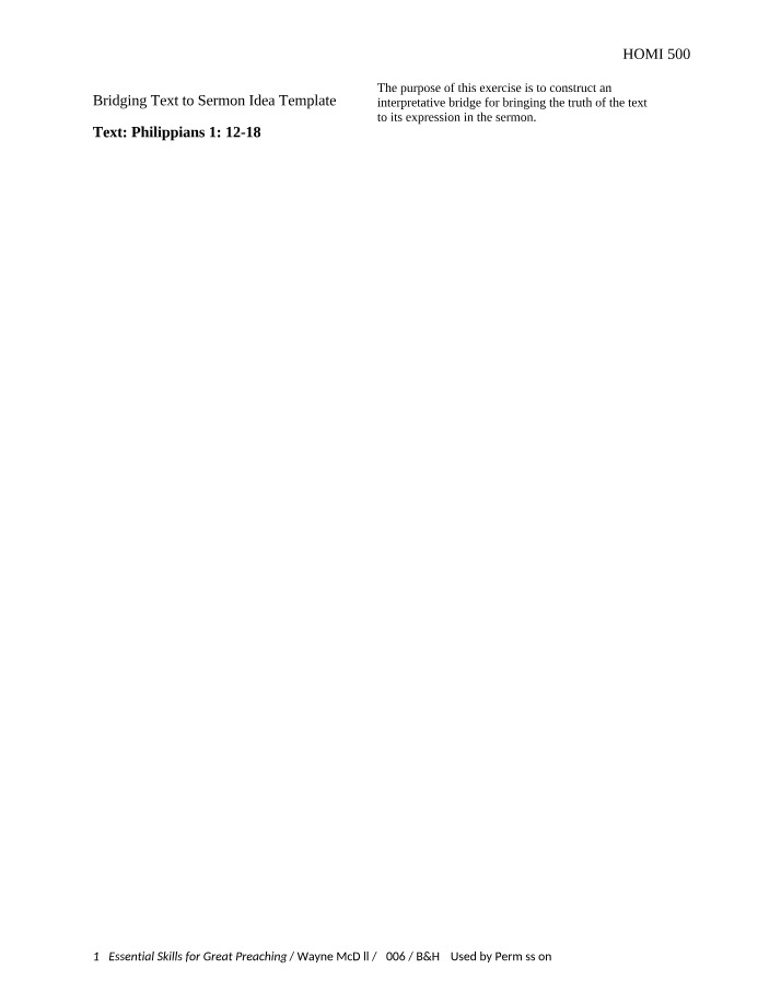 Philippians 1 -12-18 - Bridging Text to Sermon Template