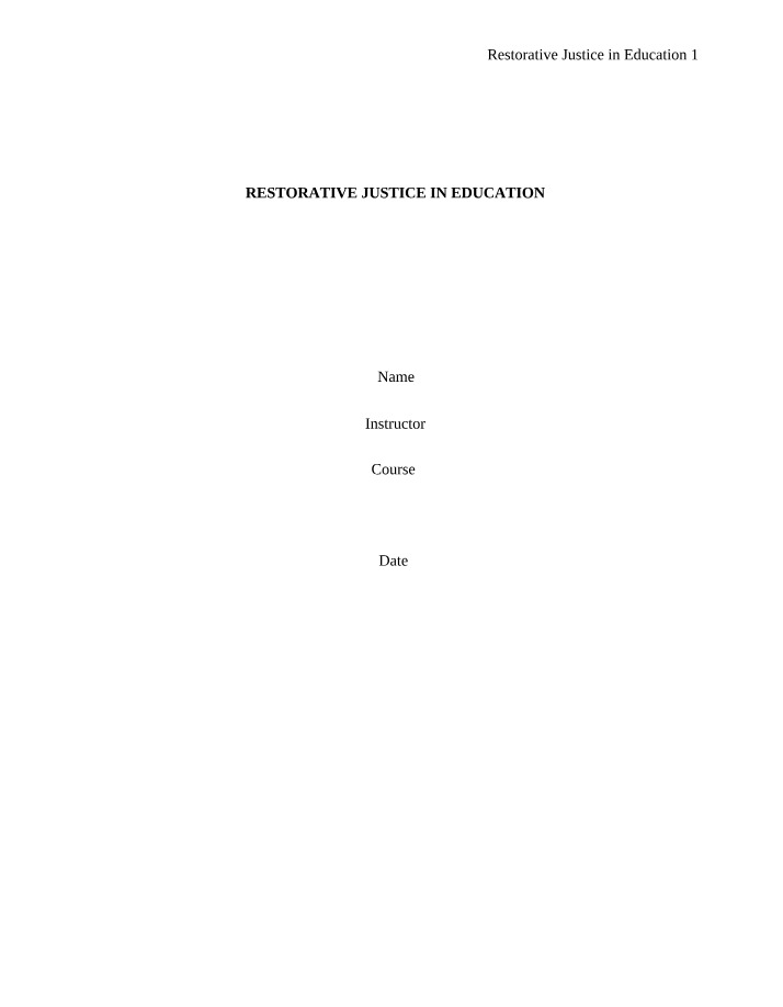 Restorative Justice - Education