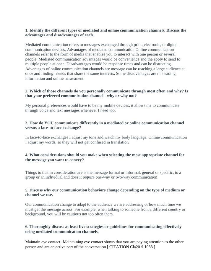 Advantages of Mediated and Online Communication Channels