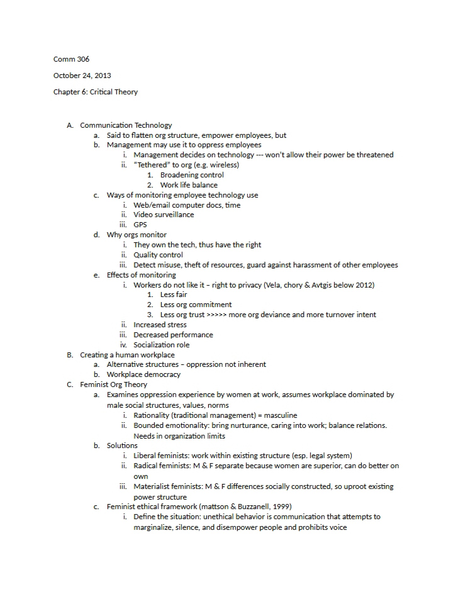 Lecture Notes Oct 24, 2013