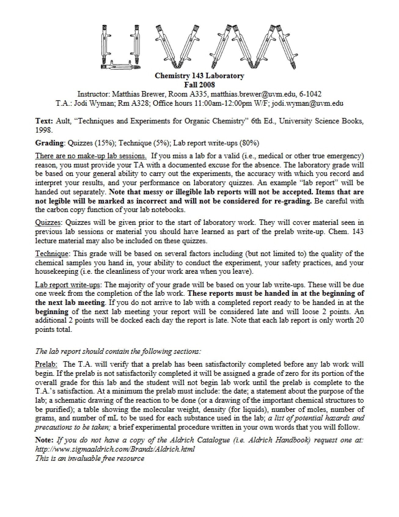 Organic Chemistry for Majors 1 Syllabus