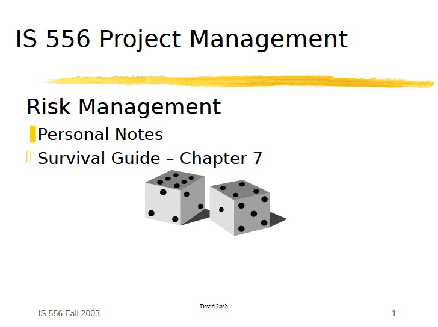 Management of Risk in Projects