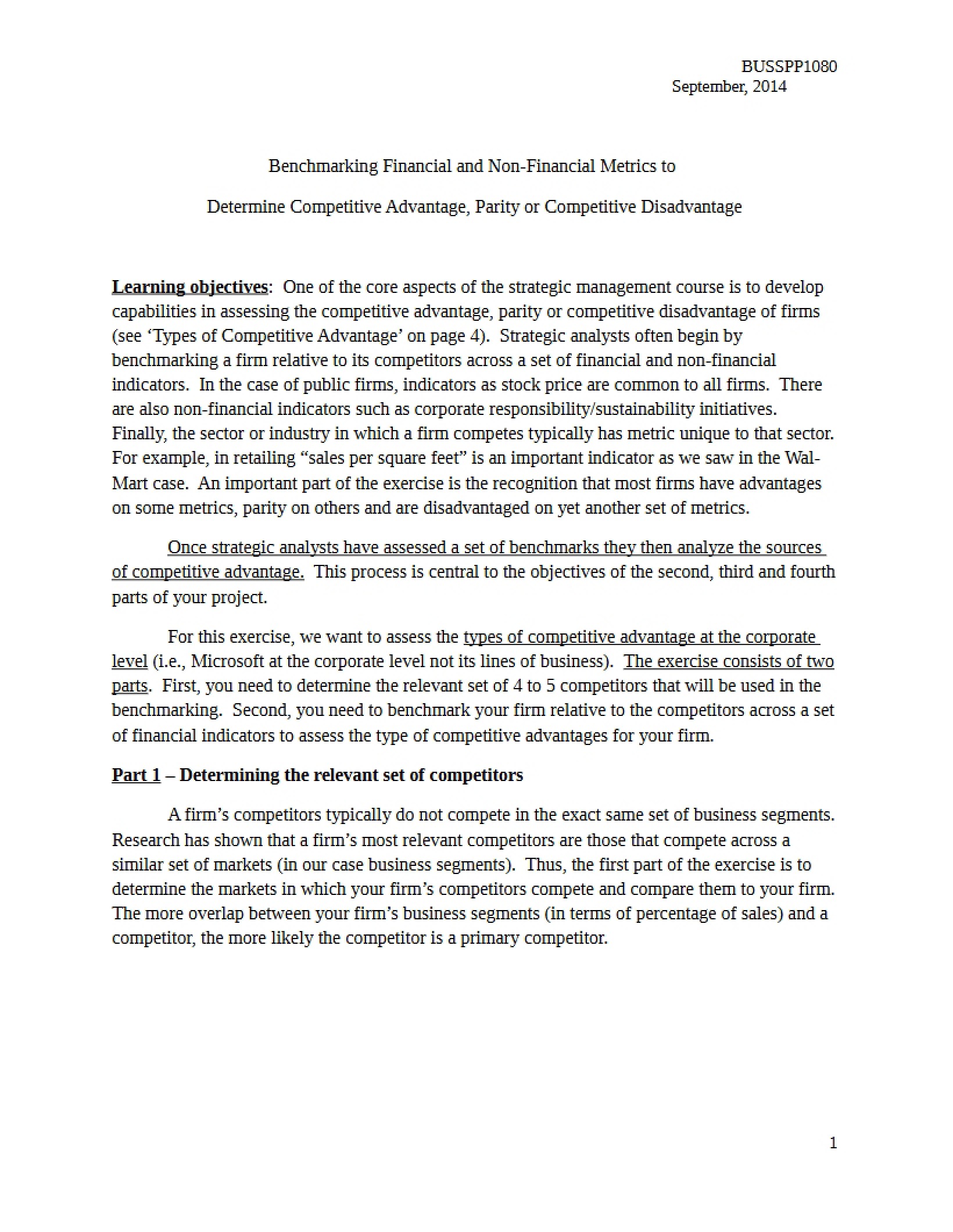 Non-Financial and Financial Metrics Benchmarking