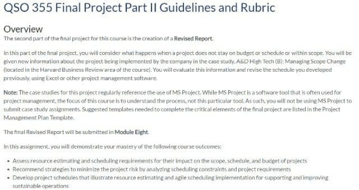 Revised Report on Project Constraints, Guidelines, and Rubric