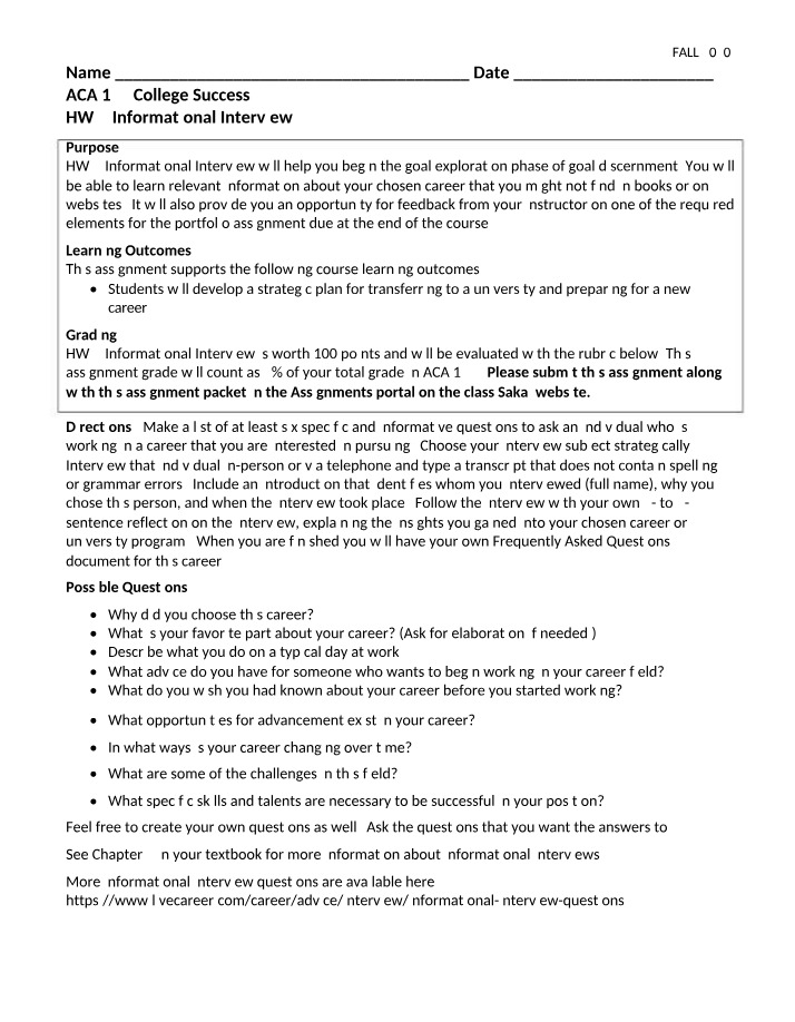 Assignment - Informational Interview