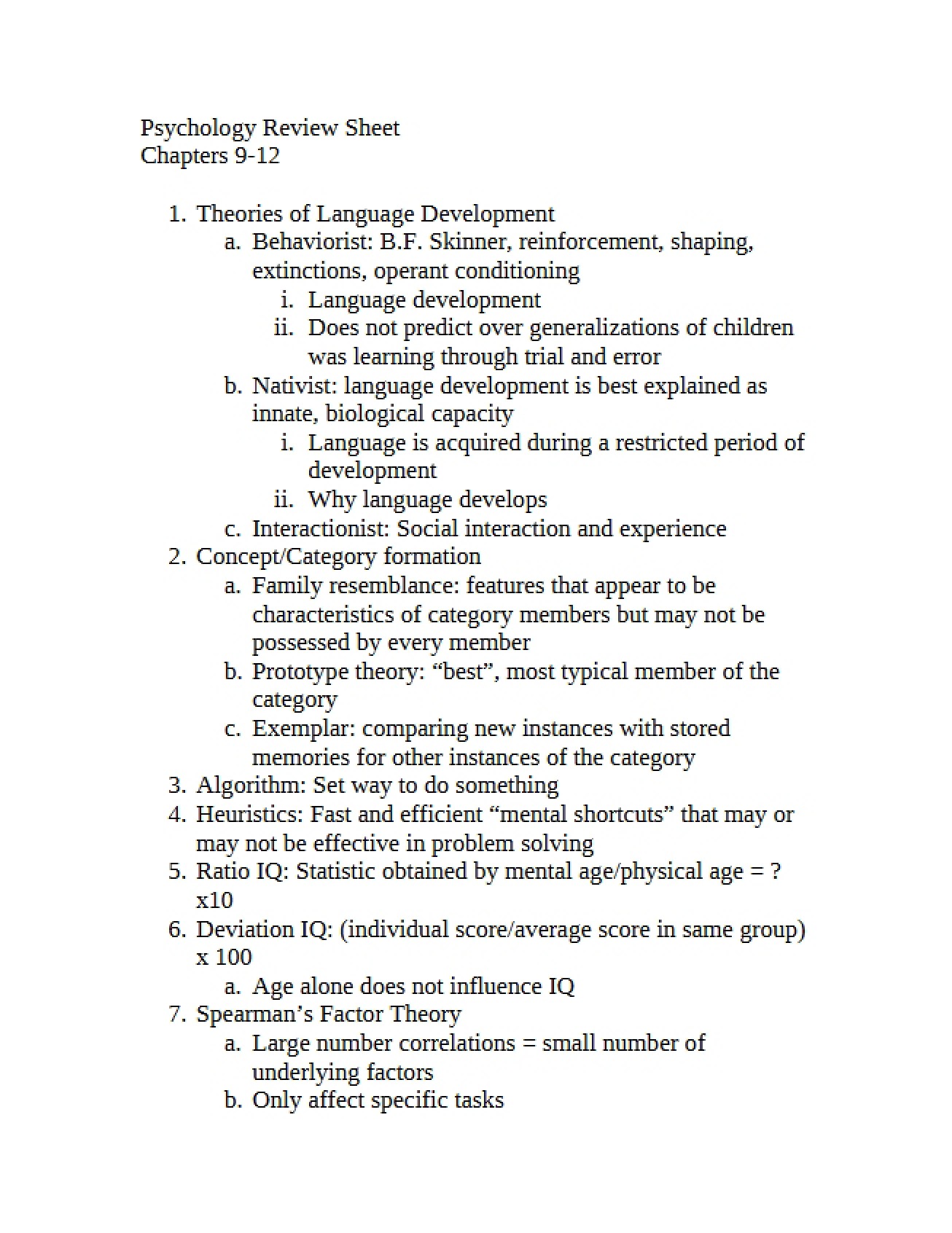 Psychology Topics