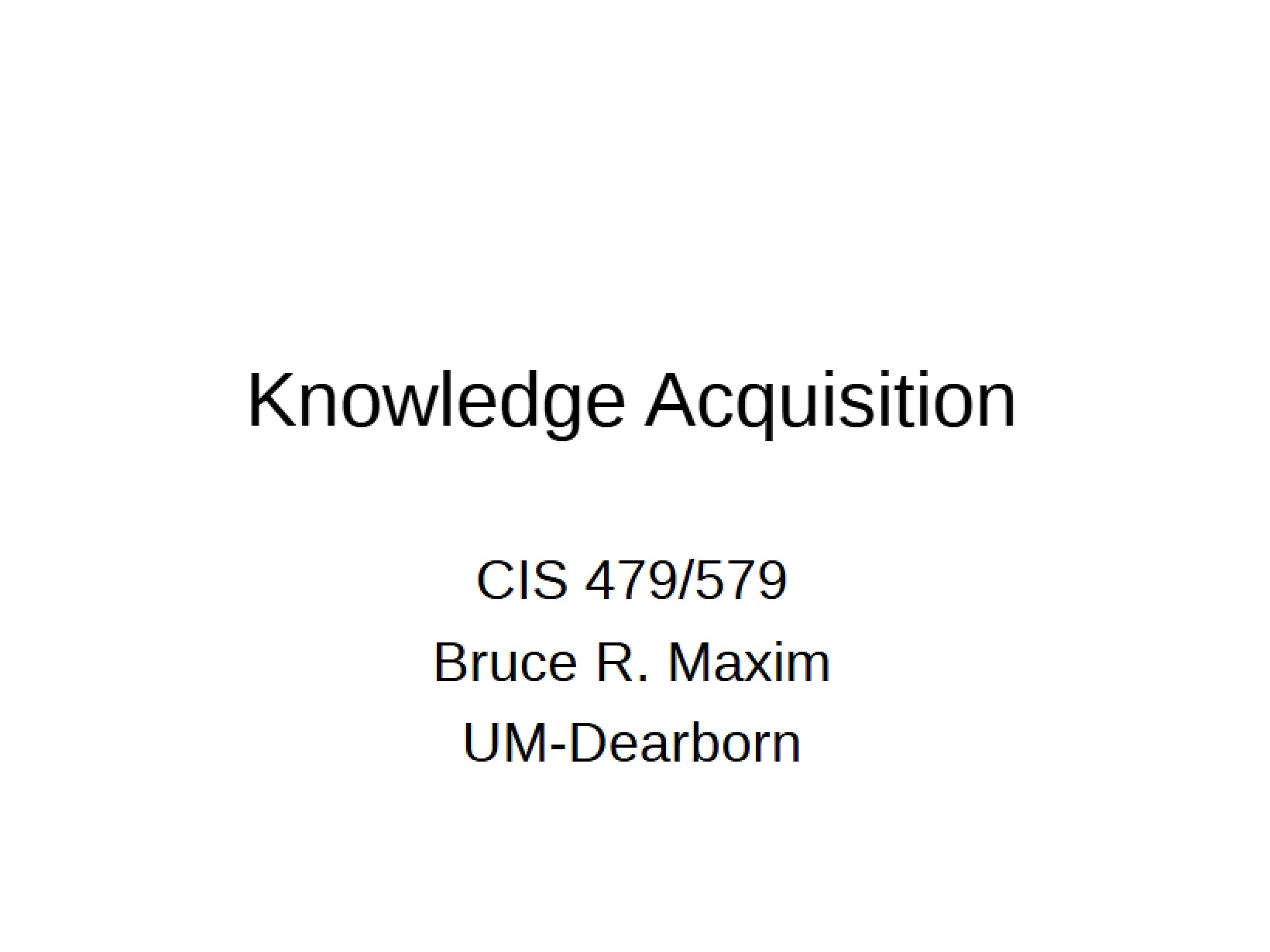 Acquiring Knowledge