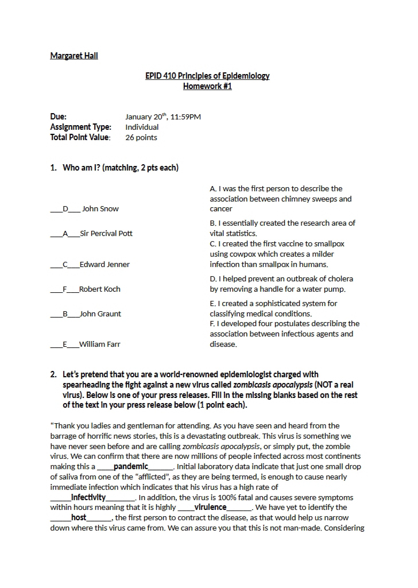 Homework One