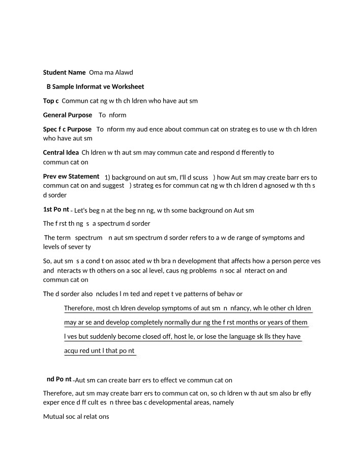 Autism Spectrum Notes