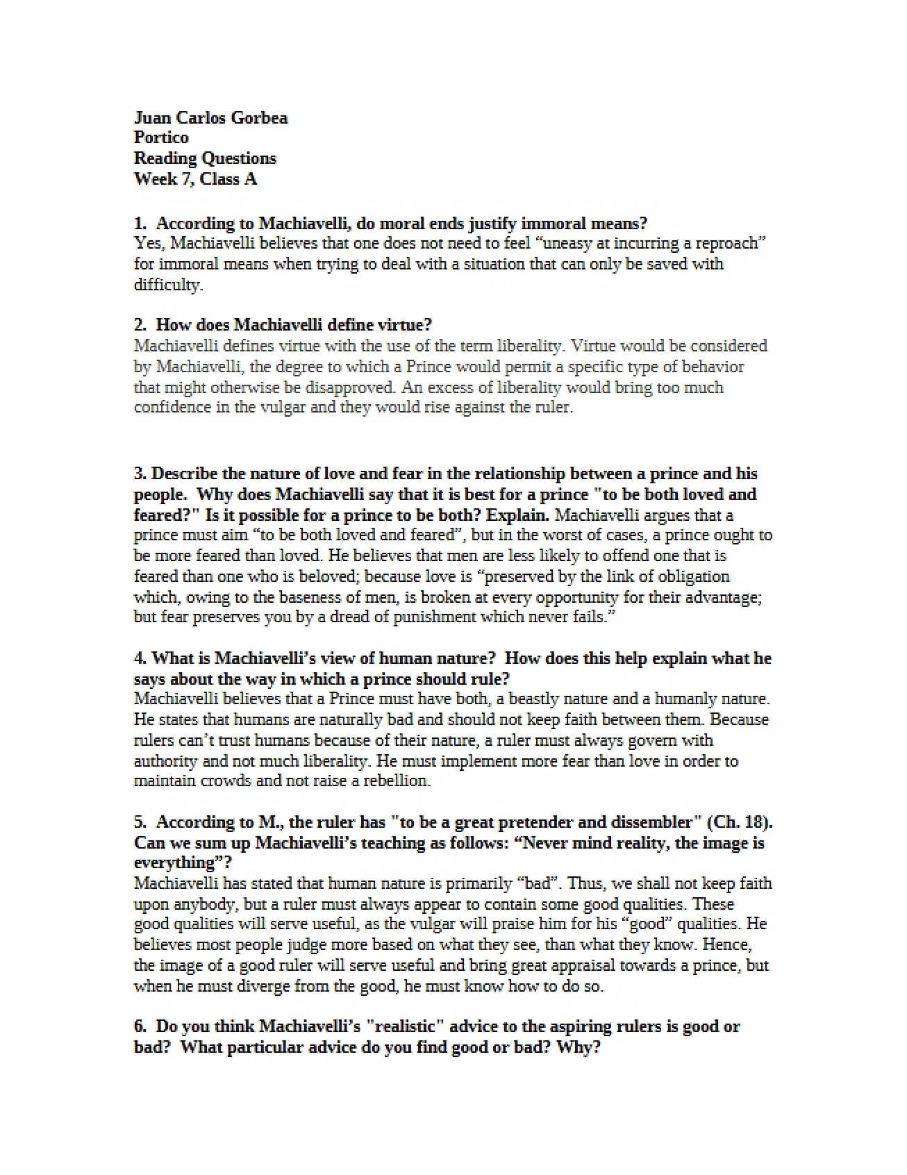 Portico Class Notes from Week Seven, Session A