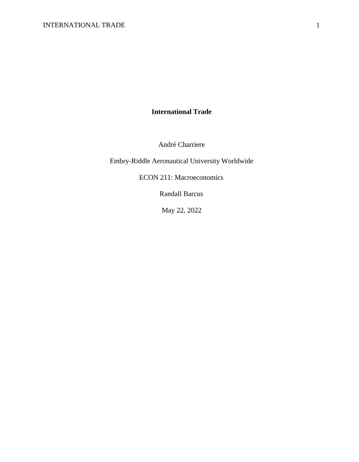 ECON 211 Module 6 Draft Paper - Charriere Andre