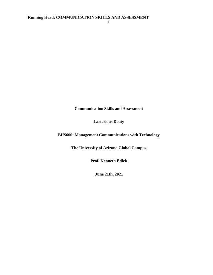 Communication Skills and Assessment Review