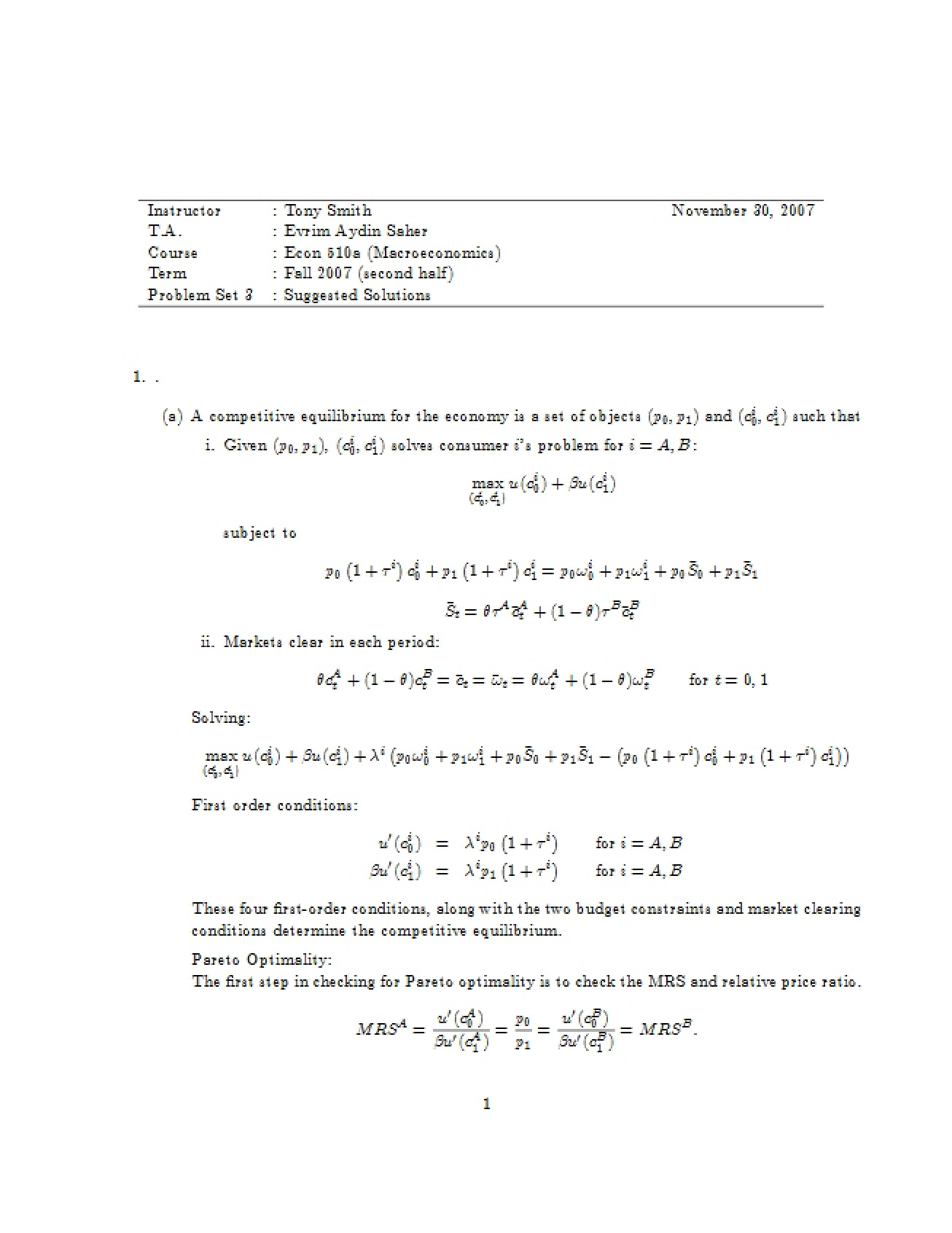 Third Problem Set