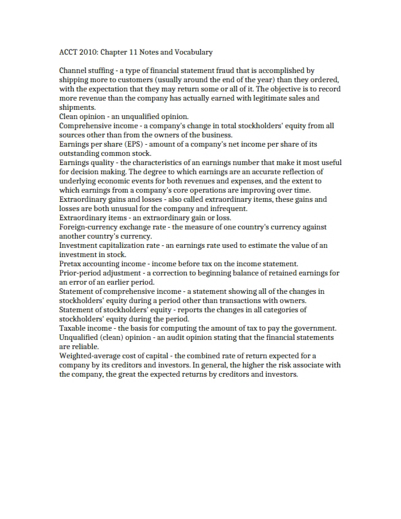 Ch. 11 Vocabulary and Notes