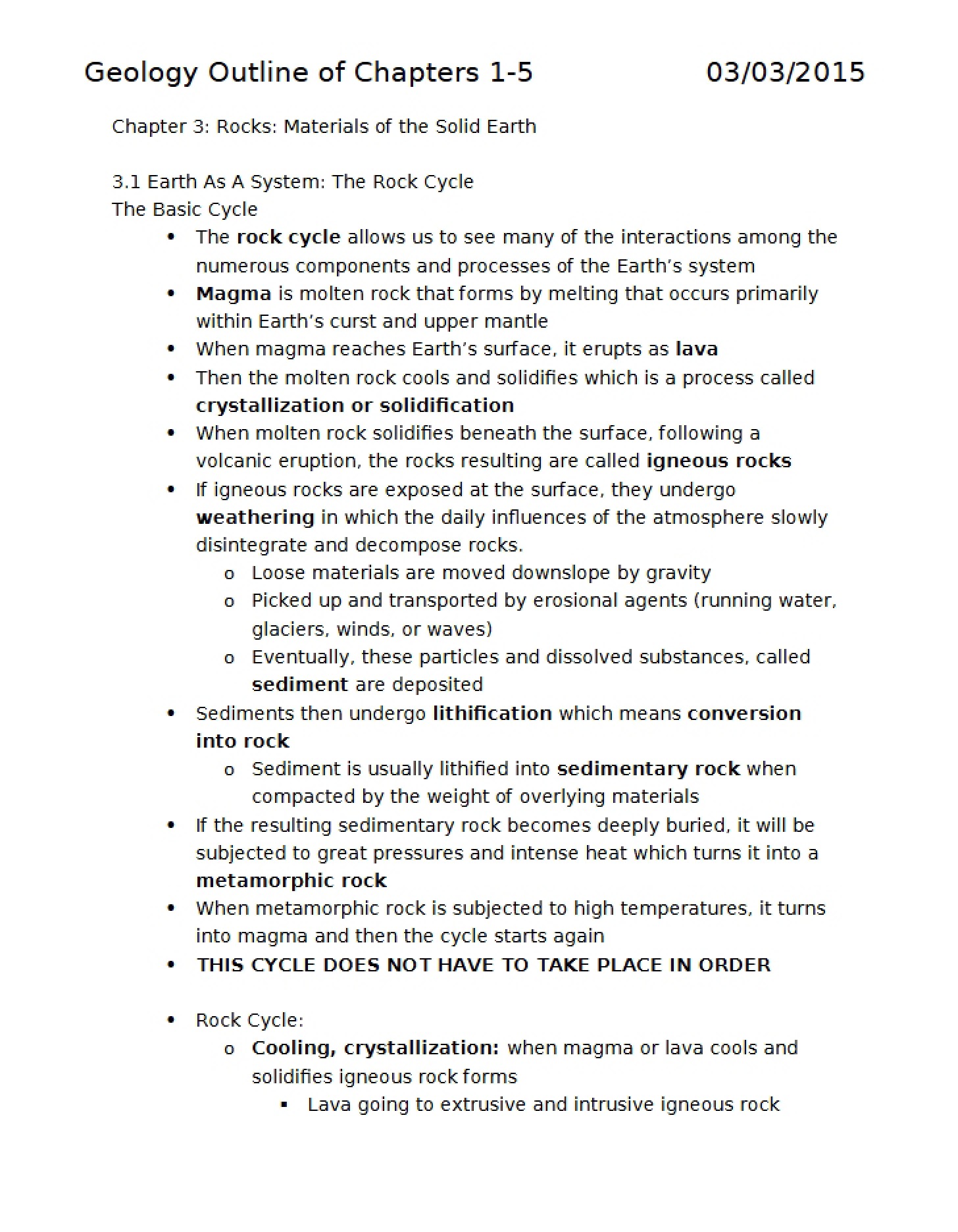Rocks and Solid Earth Materials - Chapter Three