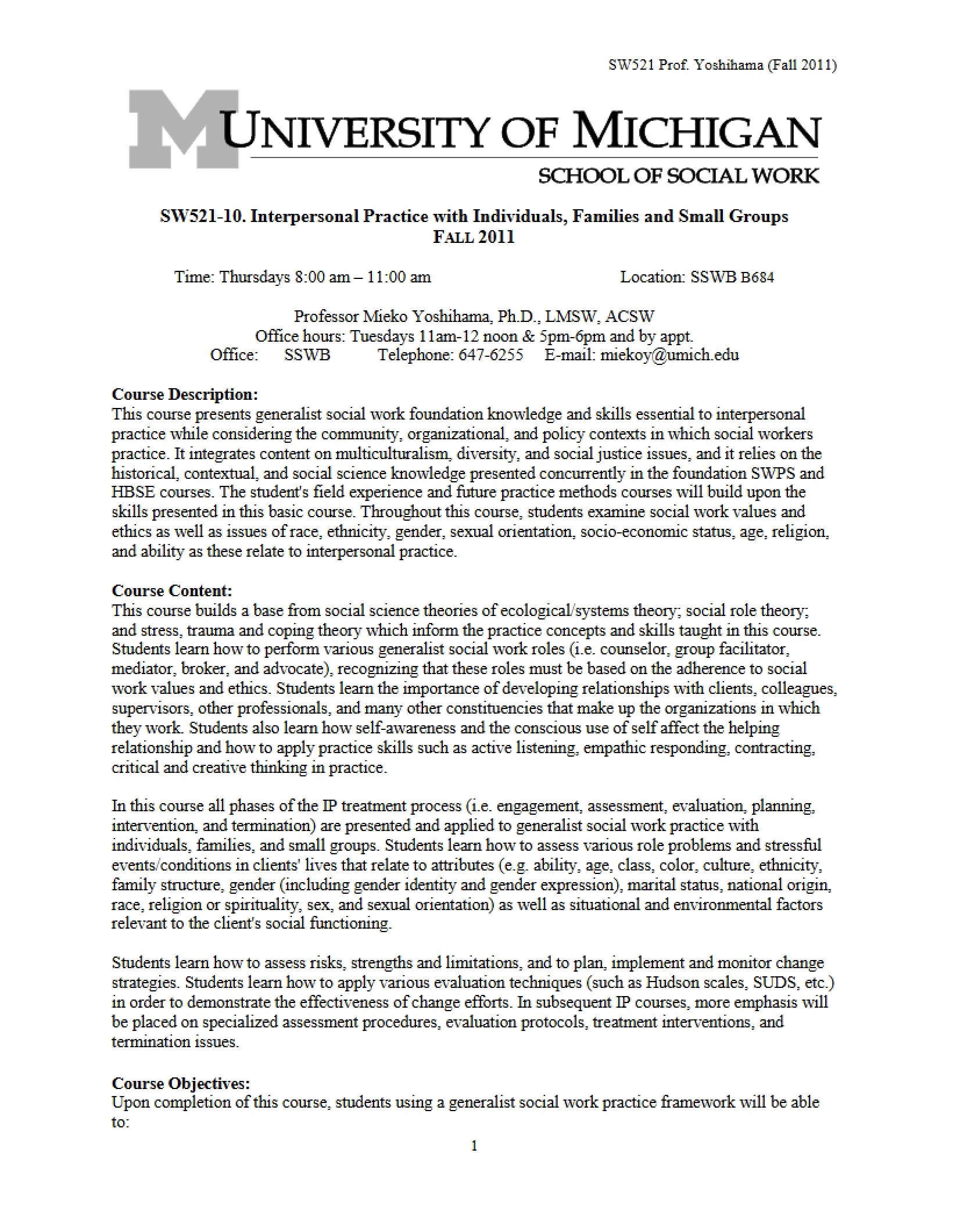Interpersonal Practice Syllabus
